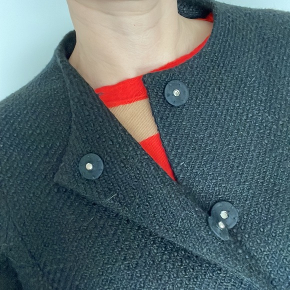 ANNE KLEIN black belted boucle snap on blazer - Picture 5 of 11